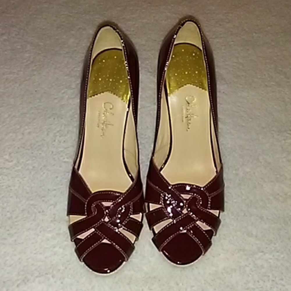 Cole haan nike air burgundy open toe pump